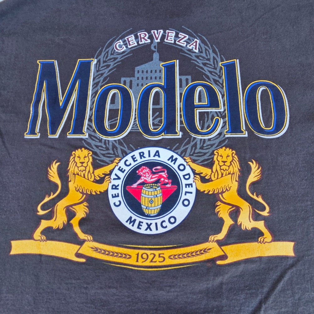 Modelo Cerveza Graphic T-Shirt Mens XL Black Excellent Logo Beer Brewery Tee